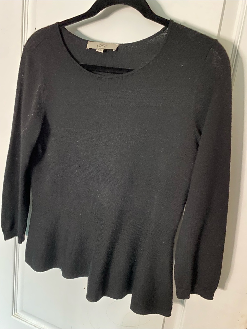 LOFT Black Long Sleeve Ribbed Sweater